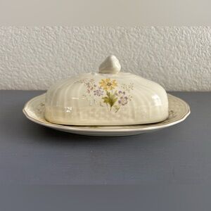 Vintage Mikasa spring meadow Butter Dish Fine Ivory